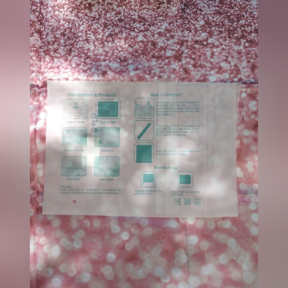 Decorative backdrop cloth with the design shown come unopen (pink/rose gold 8B) - Picture 2 of 12